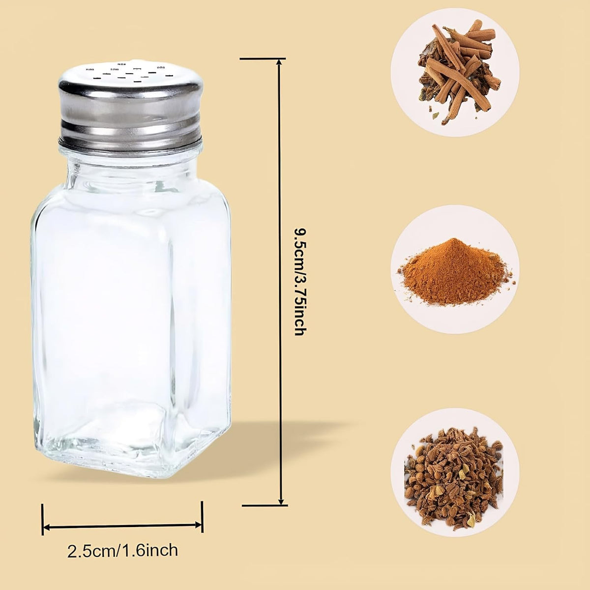 16 Pack Clear Salt and Pepper Shakers Glass Set, Retro Style Glass Spice Shakers with Stainless Tops