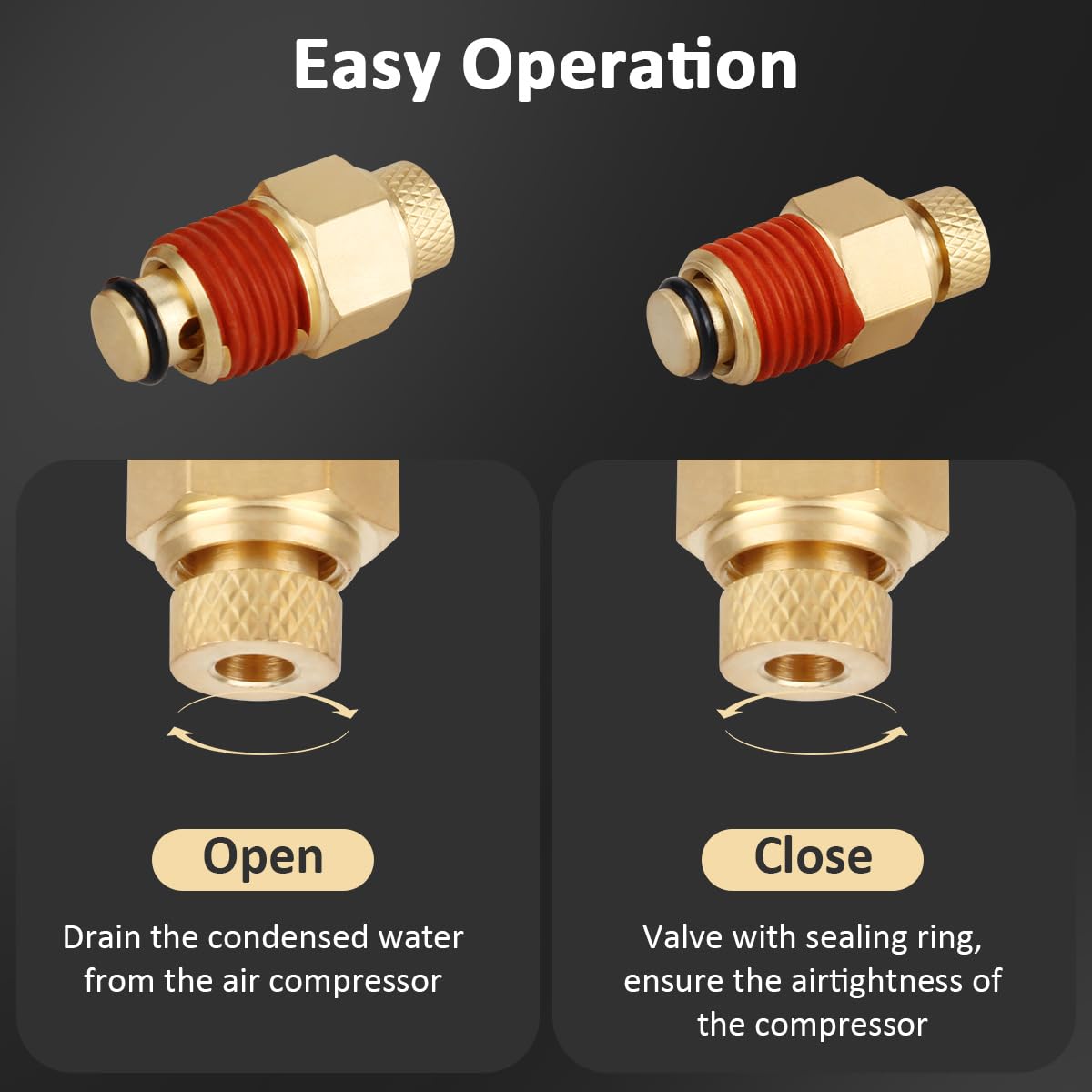 SAQXK 1/4" NPT N286039 C2002 Air Compressor Drain Valve Replacement Brass