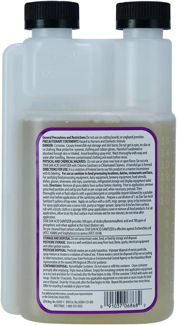 Star San No-Rinse Sanitizer + FastRack Wide Mouth 1 Gallon Glass Jar Fermenter Bundle