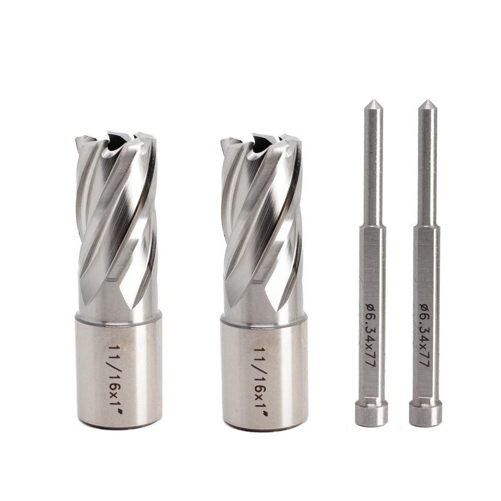 YUFUTOL 2 Pcs 11/16" x 1" HSS Annular Cutter with Weldon Shank 3/4"