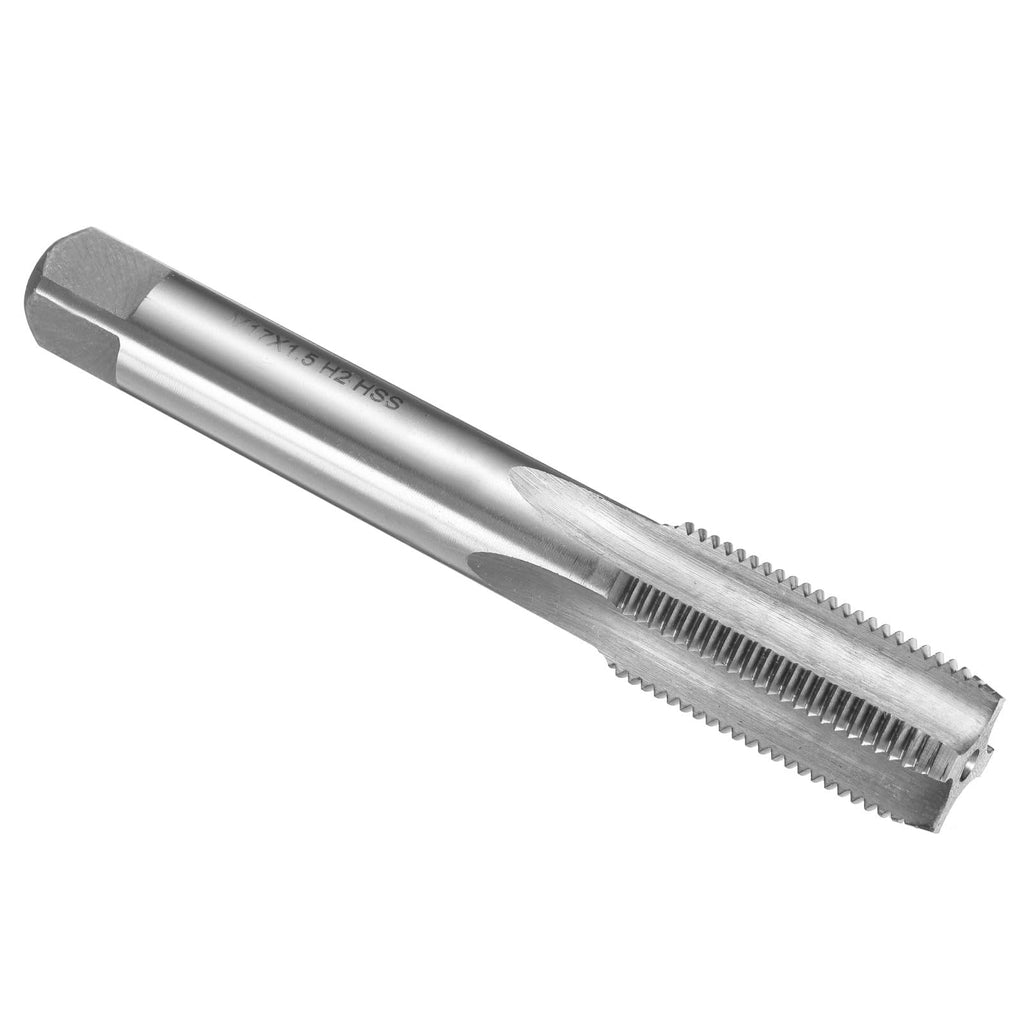 uxcell Hand Plug Tap M17 x 1.5 H2 Metric Thread Plug Style Taps Straight Flute Screw Tapping Threading Tool High Speed Steel HSS6542