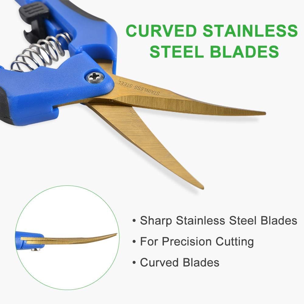 3 Packs Straight Pruning Shears, 3 Packs Curved Blades Trimming Scissors For Cannabis Gardening Hand Pruning Snips