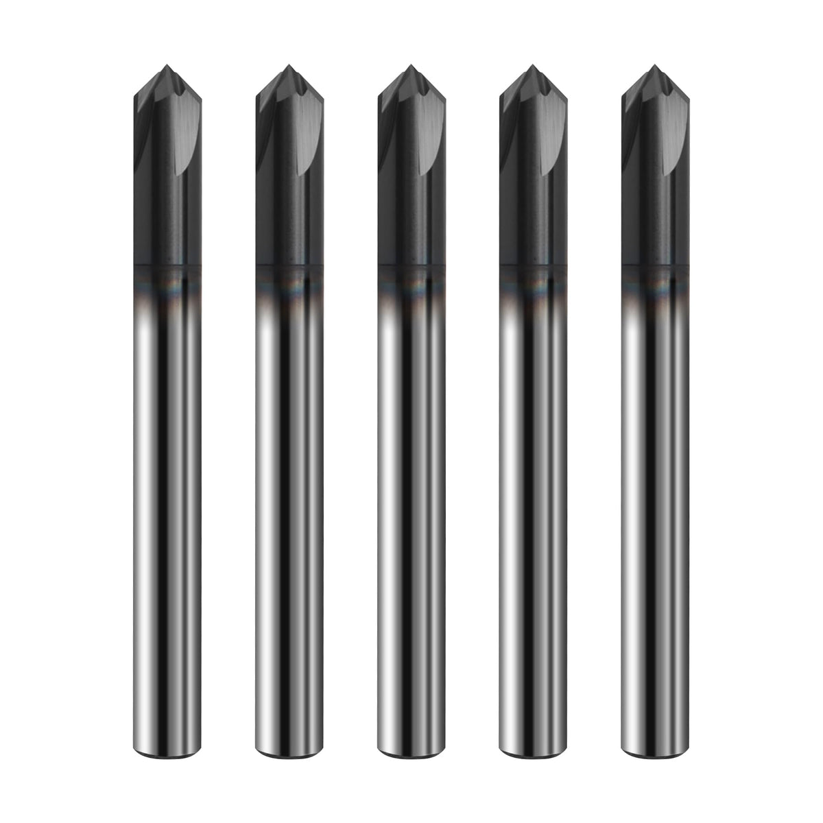 Zorqon 5Pcs 1/4" Solid Carbide End Mills, AlTiN Coating, 4 Flute
