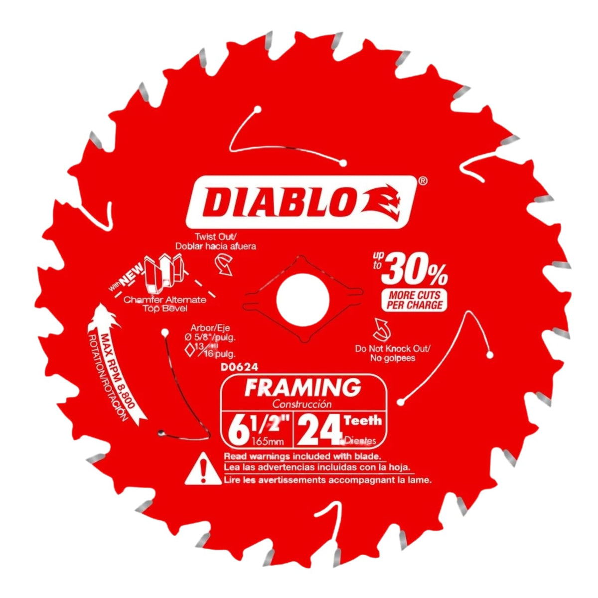 Diablo Framing Saw Blade for Wood - 6-1/2" Diameter, 24 Teeth, .059" Kerf