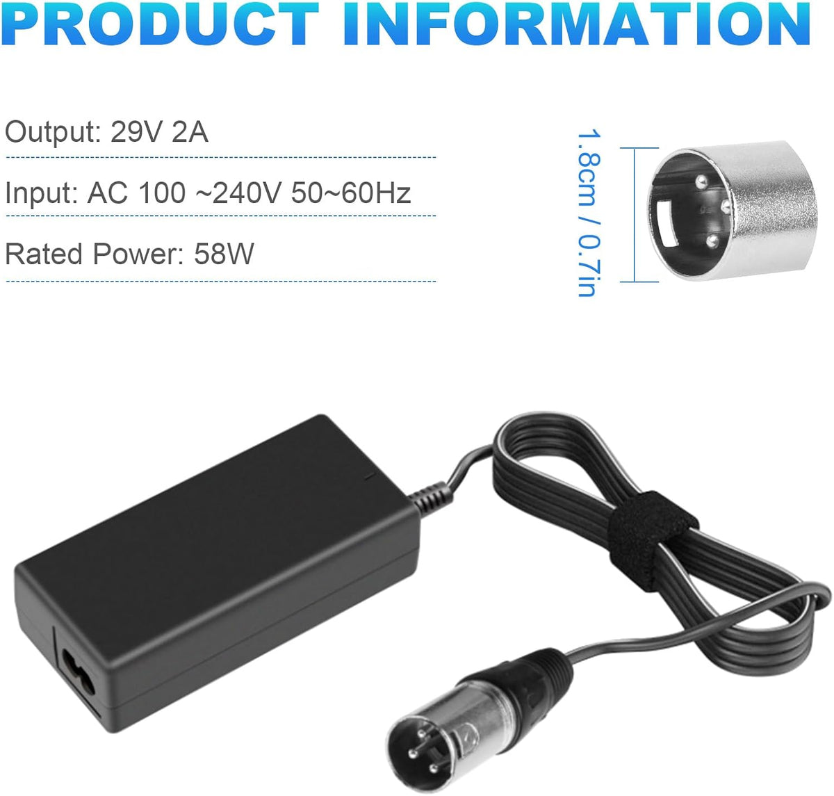29V 2A for 24V 2A Scooter Battery Charger for Golden Buzzaround Lite, Jazzy Power Chair,Pride Hoveround Mobility,Schwinn S300 S350 S400 S500 S650,Ezip 400 500 650 750 900 Mountain Trailz,Shoprider