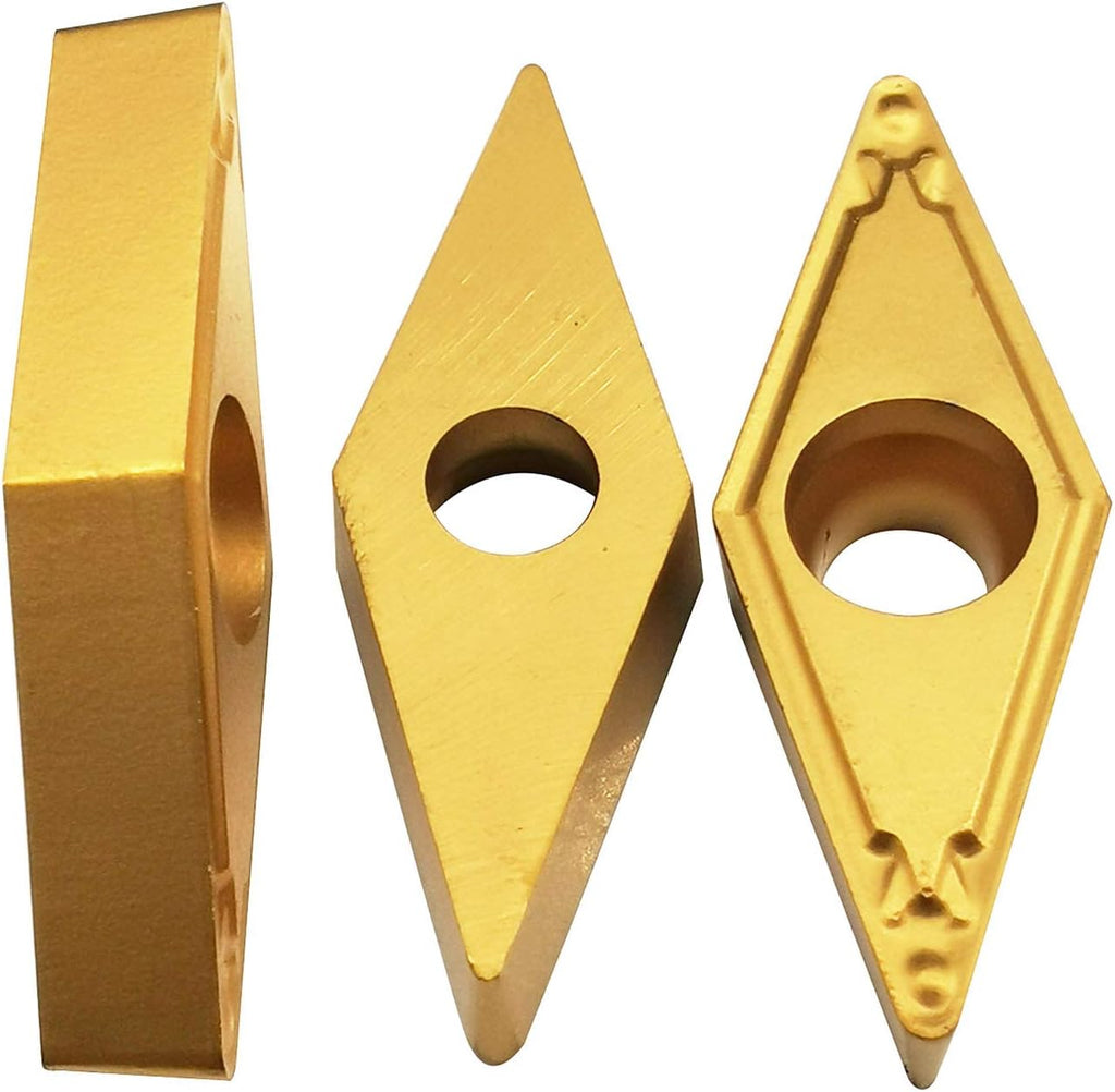 VBMT332 / VBMT160408-HQ US735 CNC Lathe Indexable Carbide Turning Insert Cutting Blade for VBMT Turning Tool Holder, Multilayer Coated, 3/16" Thick, 1/32" Radius (VBMT332 yellow)
