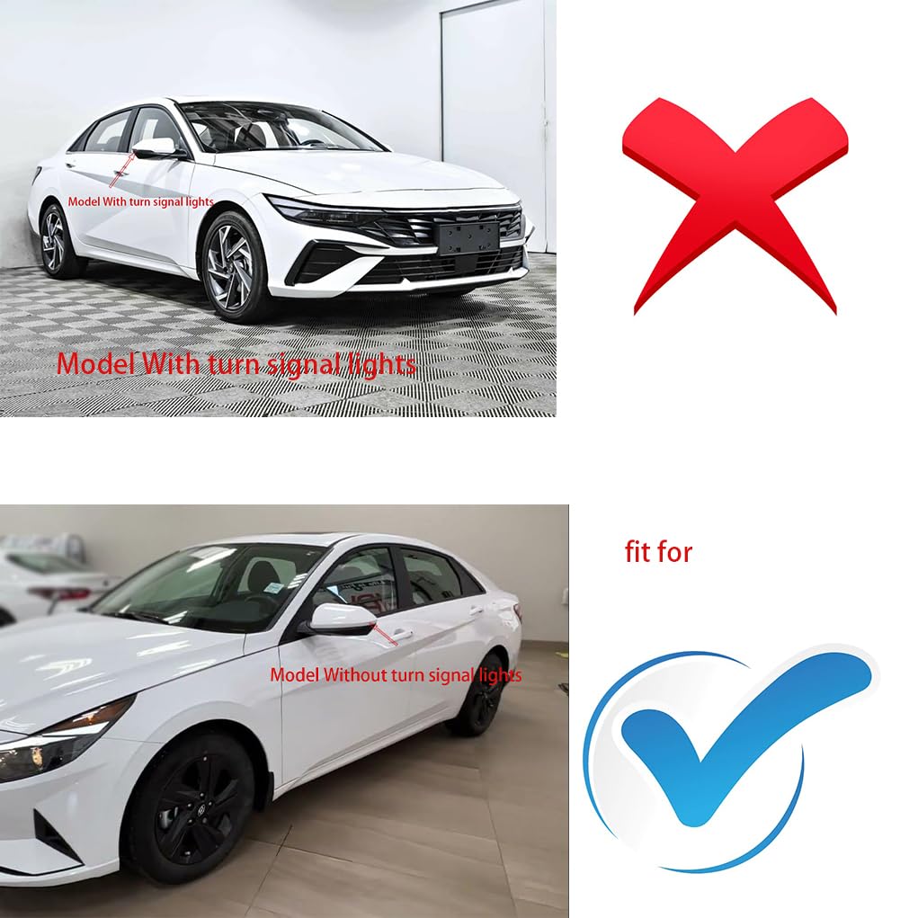 Passenger Right Car Rearview Mirror Cover Replacement Compatible with 2020 2021 2022 2023 Hyundai Elantra （Without Turn Signal Lights ） (White Right Without Turn Signal Lights)