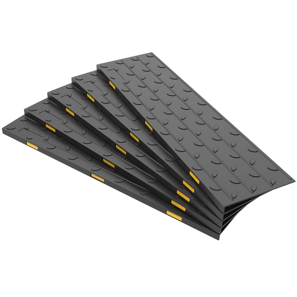 Heavy-Duty Slip-Resistant Stair Treads with Reflective Safety Strips - Universal Fit Rubber Mats for Indoor/Outdoor