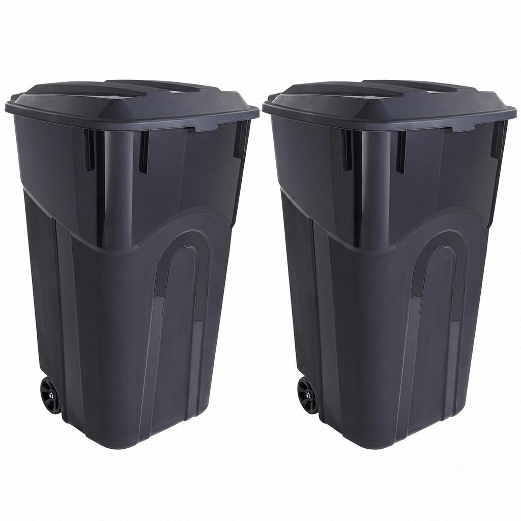 45 Gallon Wheeled Outdoor Trash Can Durable Garbage Bin with Lid(2-Pack)
