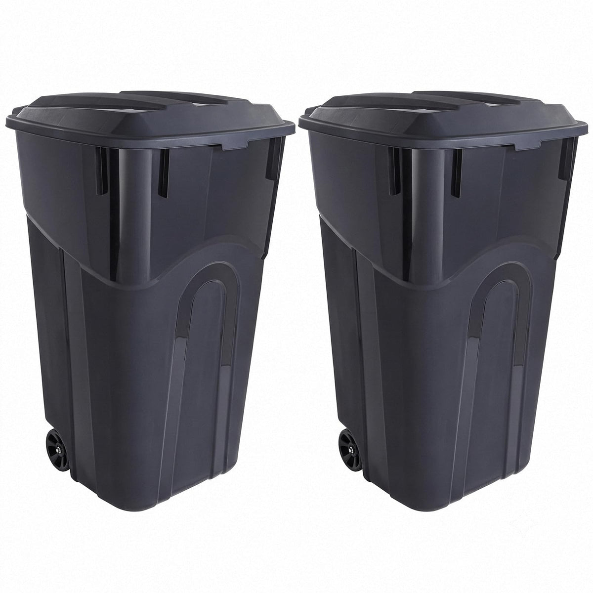 45 Gallon Wheeled Outdoor Trash Can Durable Garbage Bin with Lid(2-Pack)