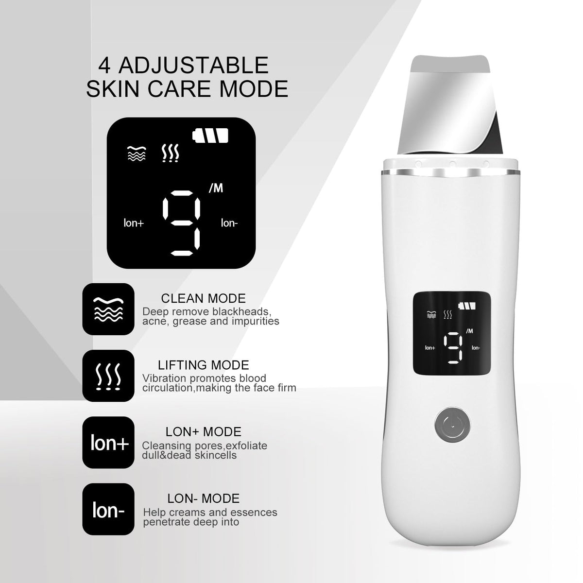 Face Scrubber Skin Spatula, Blackhead Remover with 4 Modes, Pore Extractor Face Spatula Deep Cleansing for Facial