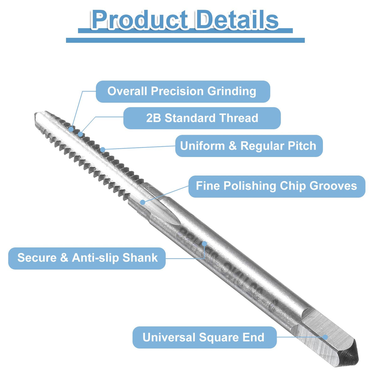 uxcell 15pcs Straight Flute Thread Tap, 6-32 UNC Screw Threading Tapping Tool Thread Milling Machine Taps, High-Speed Steel 6542 (HSS 6542)