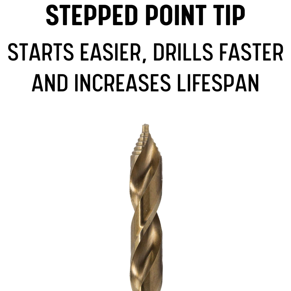 Drill America 1-7/16" Cobalt Stepped Drill Bit with 1/2" Reduced 3-Flat Shank, Gold Oxide Finish for Drilling Acrylic, Steel, Hard Metals, GSC Series