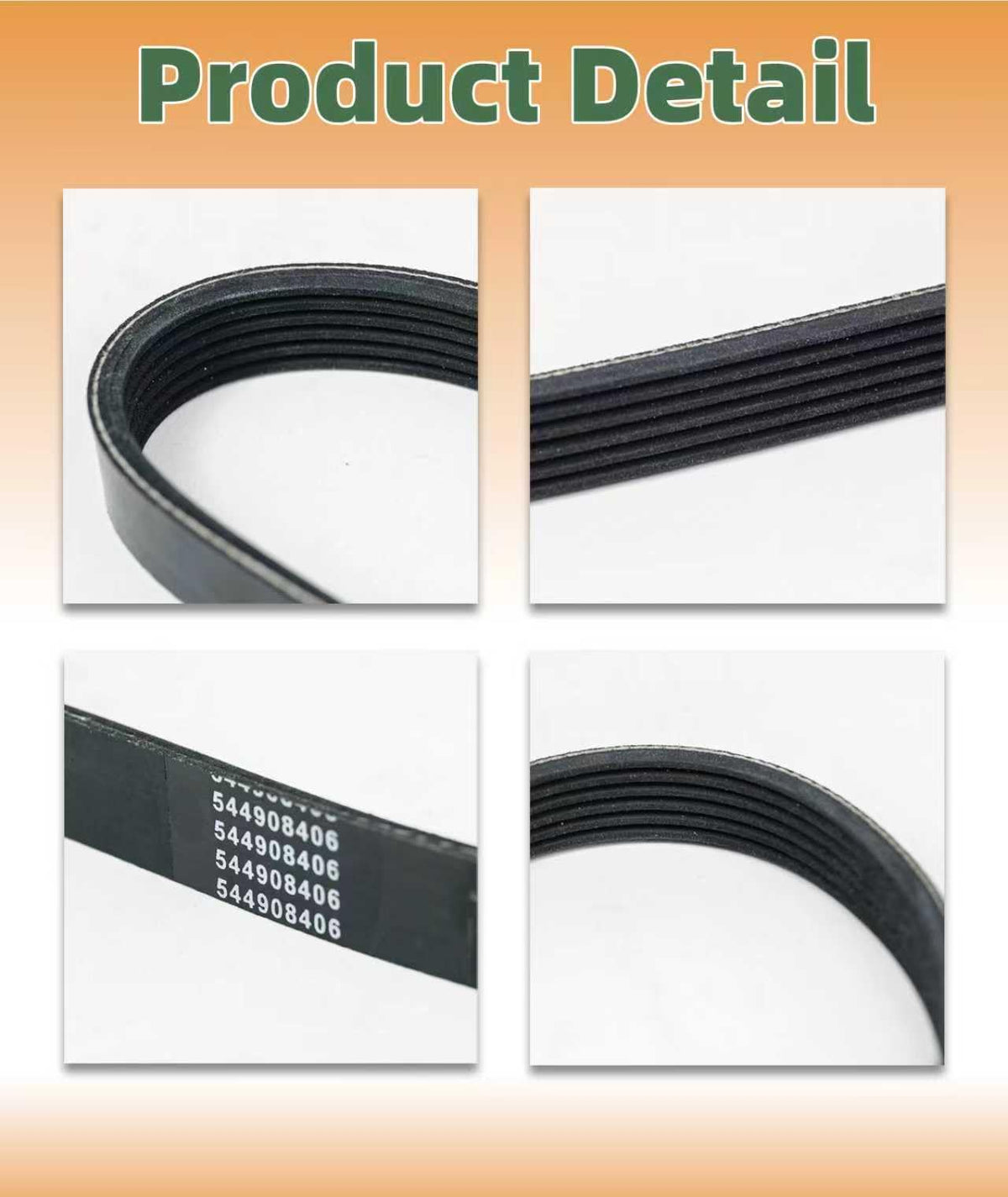 544908406 Drive Belt Micro V Multi-Ribbed Belt Fits for Husqvarna K770 Cut-Off Saws 2011-2017, Replace 544 90 84-06 266-298 Multi-Ribbed Belt Type (1)