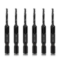 6-Piece 6-32NC Combination Drill Tap Countersink Bit Set SAE, Made of High-Speed Steel with Anti-Rust Blackened Coating, Ideal for Soft Metal, Wood & Plastic, 6-32NC Thread Size, 1/4” Hex Shank