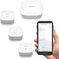 Smart Home Starter Kit: Hub & Water Leak Sensor 4 with 105dB Audio Alarm 3-Pack, SMS/Text, Email & Push