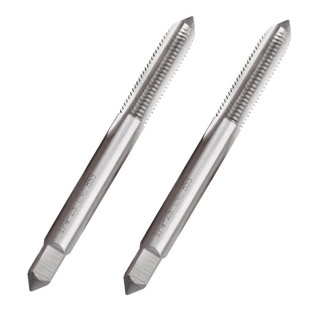 LWCUSNJ 2pcs 1/4"-28 UNC High Speed Steel Tap Right Hand, M2 HSS Straight Fluted Machine Tap (1/4"-28)