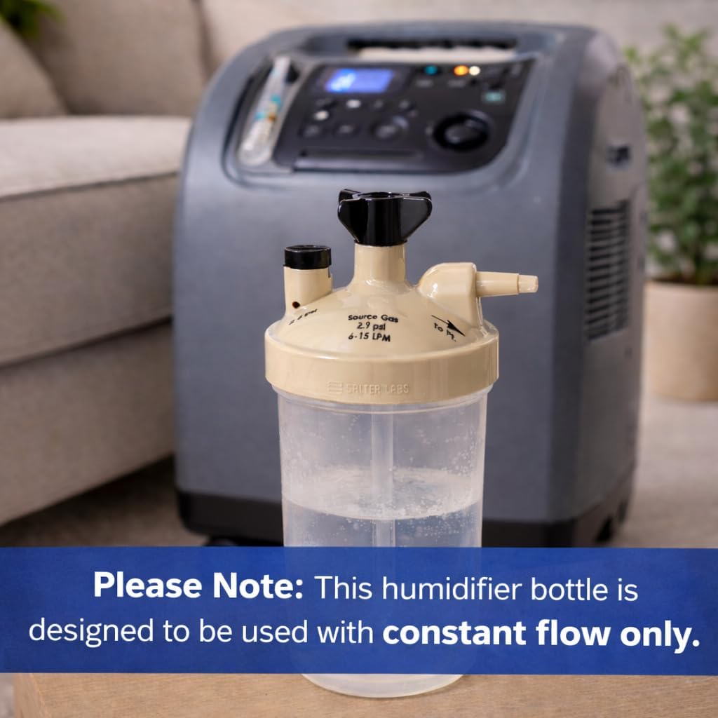 High Flow Oxygen Humidifier Bottle for Oxygen Concentrators (1 Pack)