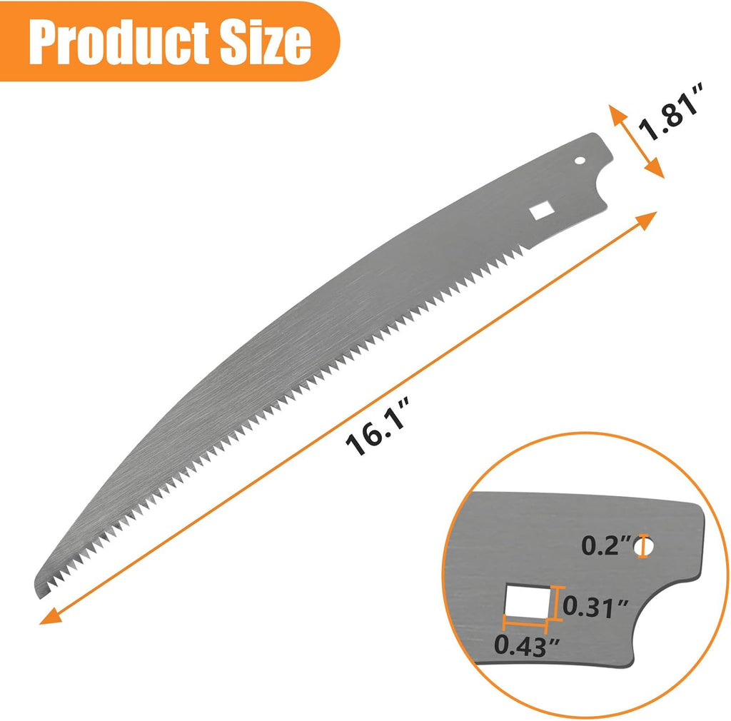 GJK 15-Inch Pruning Saw Blade Replacement for Fiskars Pruner Models 6391, 9388, 9390, 7889, 7831 and 8391, Tree Trimming and Cutting Steel Pole Saw Blade