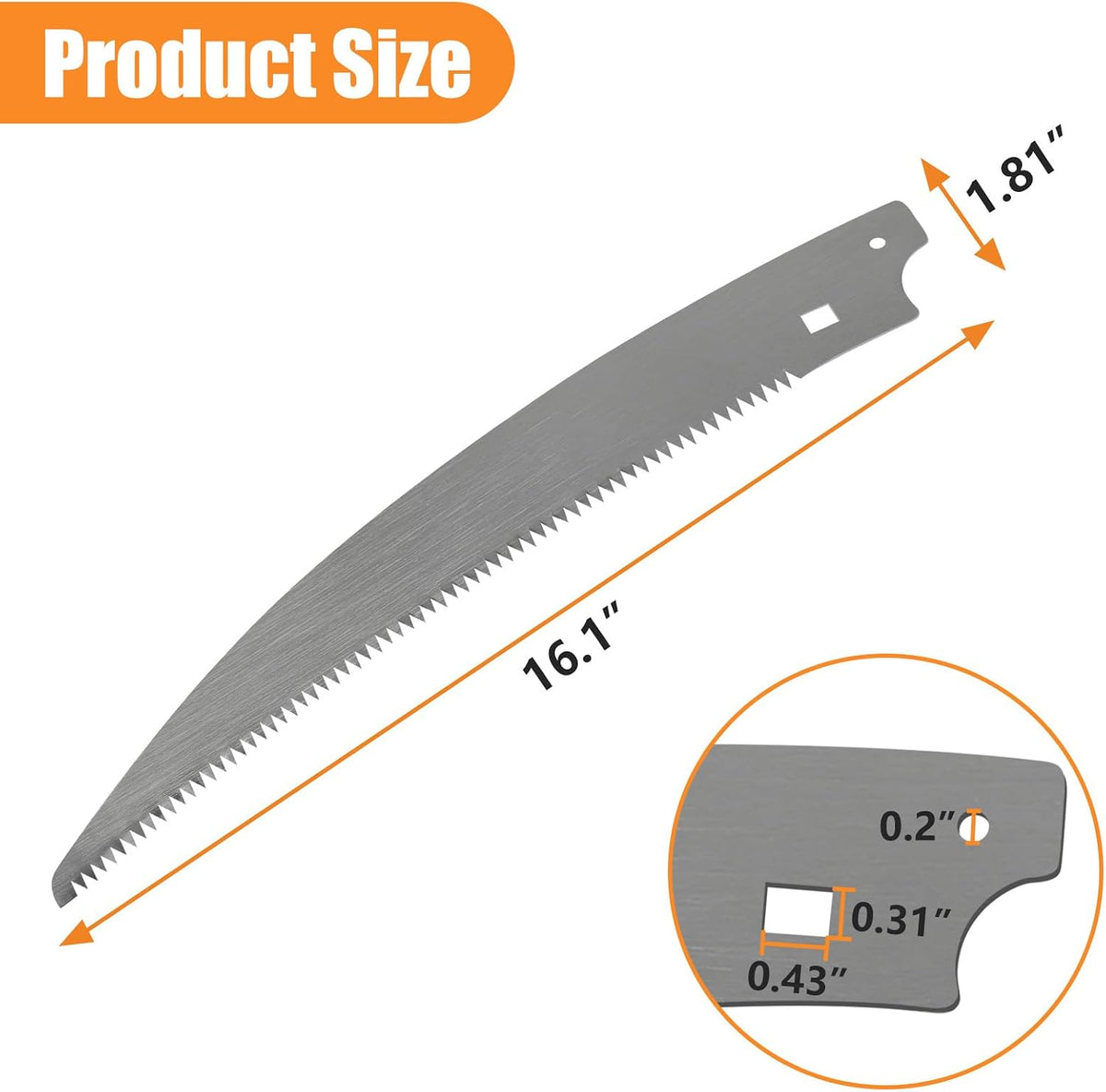 GJK 15-Inch Pruning Saw Blade Replacement for Fiskars Pruner Models 6391, 9388, 9390, 7889, 7831 and 8391, Tree Trimming and Cutting Steel Pole Saw Blade
