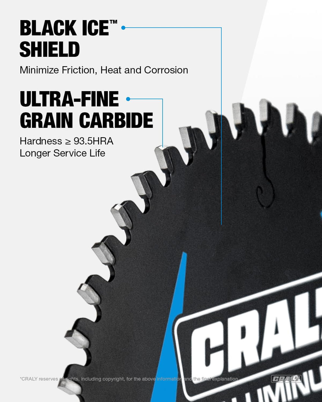 CRALY 5-1/2 Inch 50 Teeth Aluminum and Non-Ferrous Metal Cutting Circular Saw Blade, 10 mm Arbor, Carbide Tipped, Thin Kerf, Black Ice, for Thin Aluminum, Plastic, Composite(C05550AL-B)