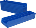 30164 Heavy Duty Plastic Shelf Bins, 24"x 6.5"x 4", Blue, 6-Pk