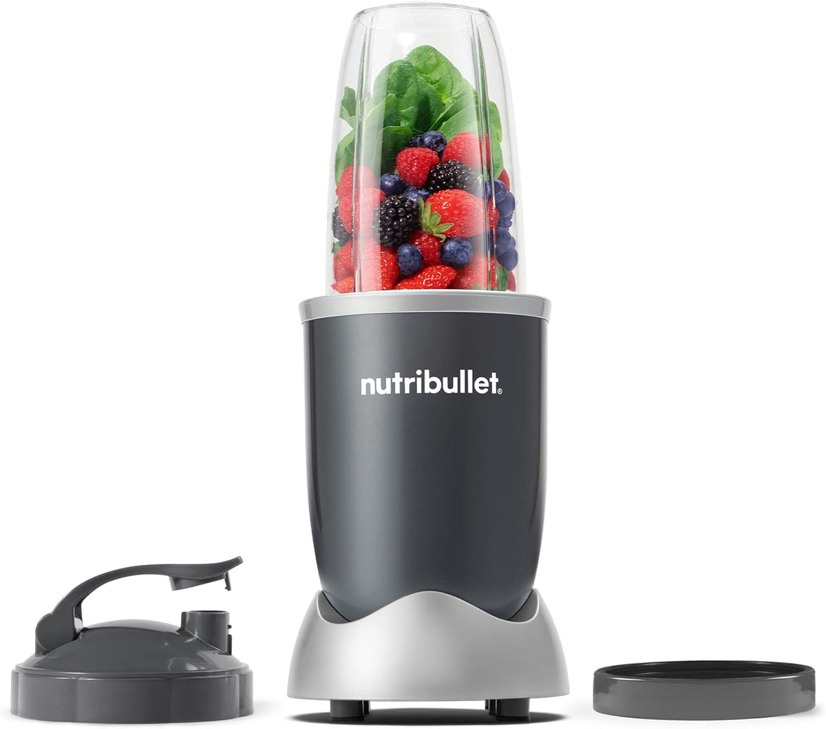 Personal Blender, Shakes, Smoothies, Food Prep, and Frozen Blending, 24 Ounces, 600 Watt, Dark Gray, NBR-0601WM