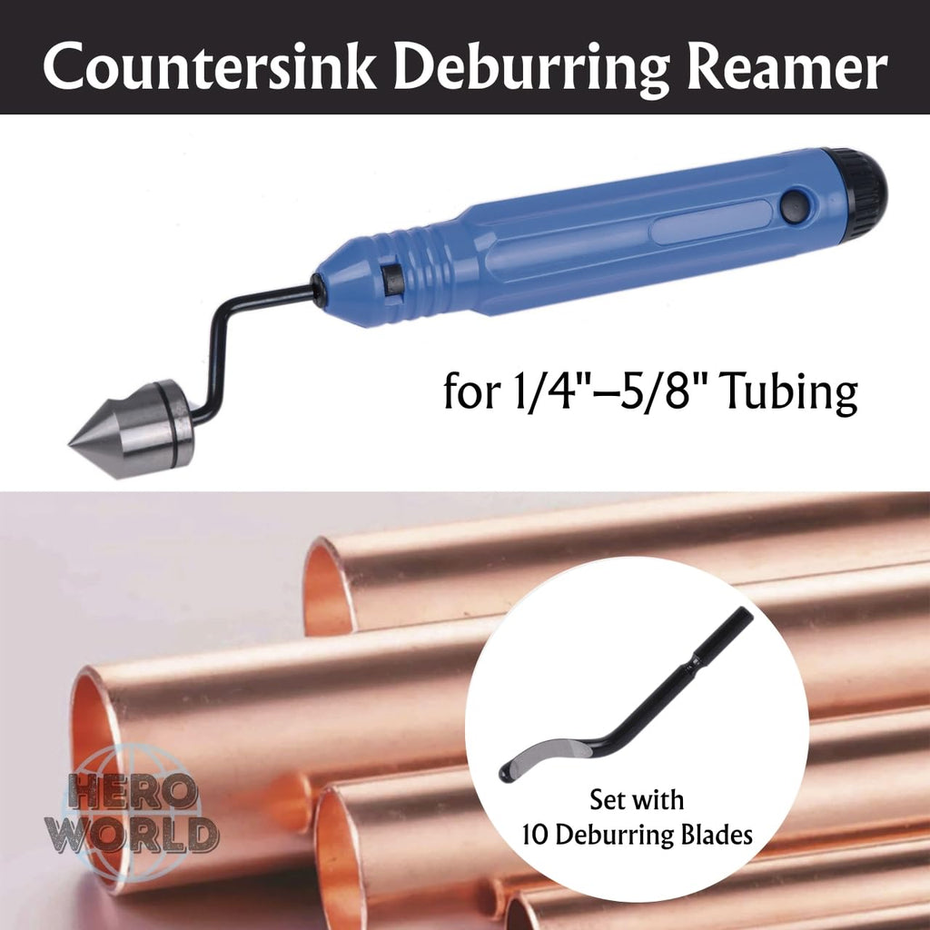 Deburring Tools, Countersink Hand Reamer, Burr Remover, for Copper Pipe for 1/4" to 5/8" (10 Deburring Blades)