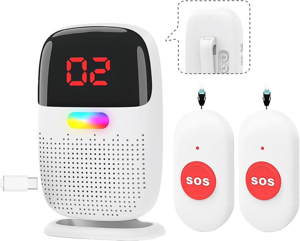 Caregiver Pager System with Digital Display for Elderly Assistance