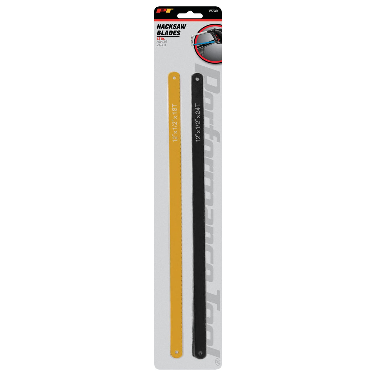 Performance Tool W739 4-Piece 12 in. High Carbon Steel Hacksaw Blade Set