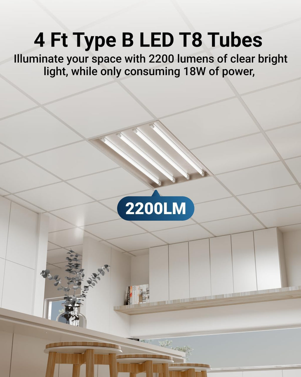 Sunco 6 Pack 4 Foot T8 LED Tube Light Bulbs, Ballast Bypass, 5CCT, 18W