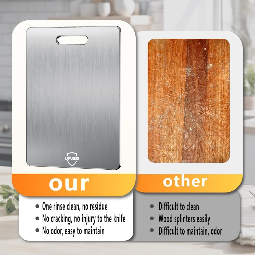 Titanium Cutting Board Set of 3, Titanium Cutting Boards for Kitchen, Non Toxic, Double-Sided Food Grade Chopping