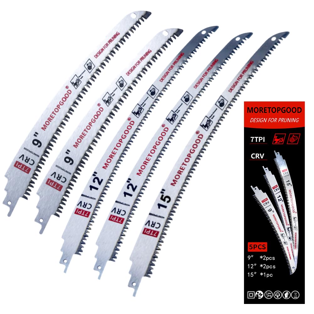 MORETOPGOOD 9"/12"/15" Arc Edge Reciprocating Saw Blade, 5 Pack