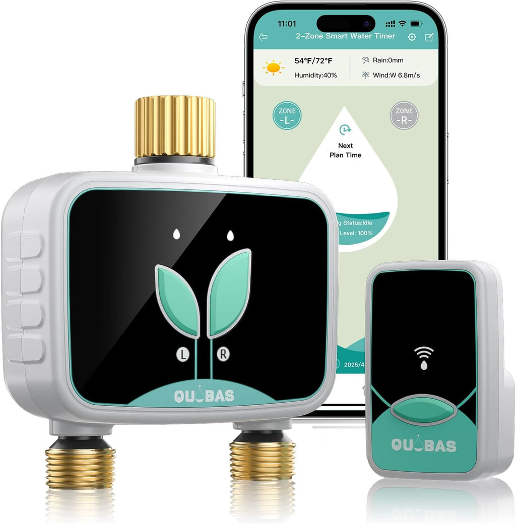 WiFi Water Timer for Garden Hose, 2 Zone Brass Smart Sprinkler Timer | Hose Timer with App Control & Rain
