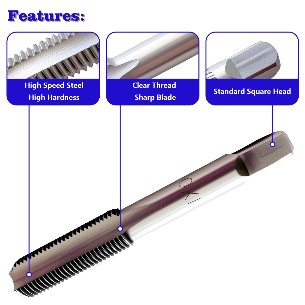 2Pack M10 x 1.0 Metric Thread Tap, M10 x 1.0mm High-Speed Steel Hand Tap,Right Hand Thread Tap 1Pair