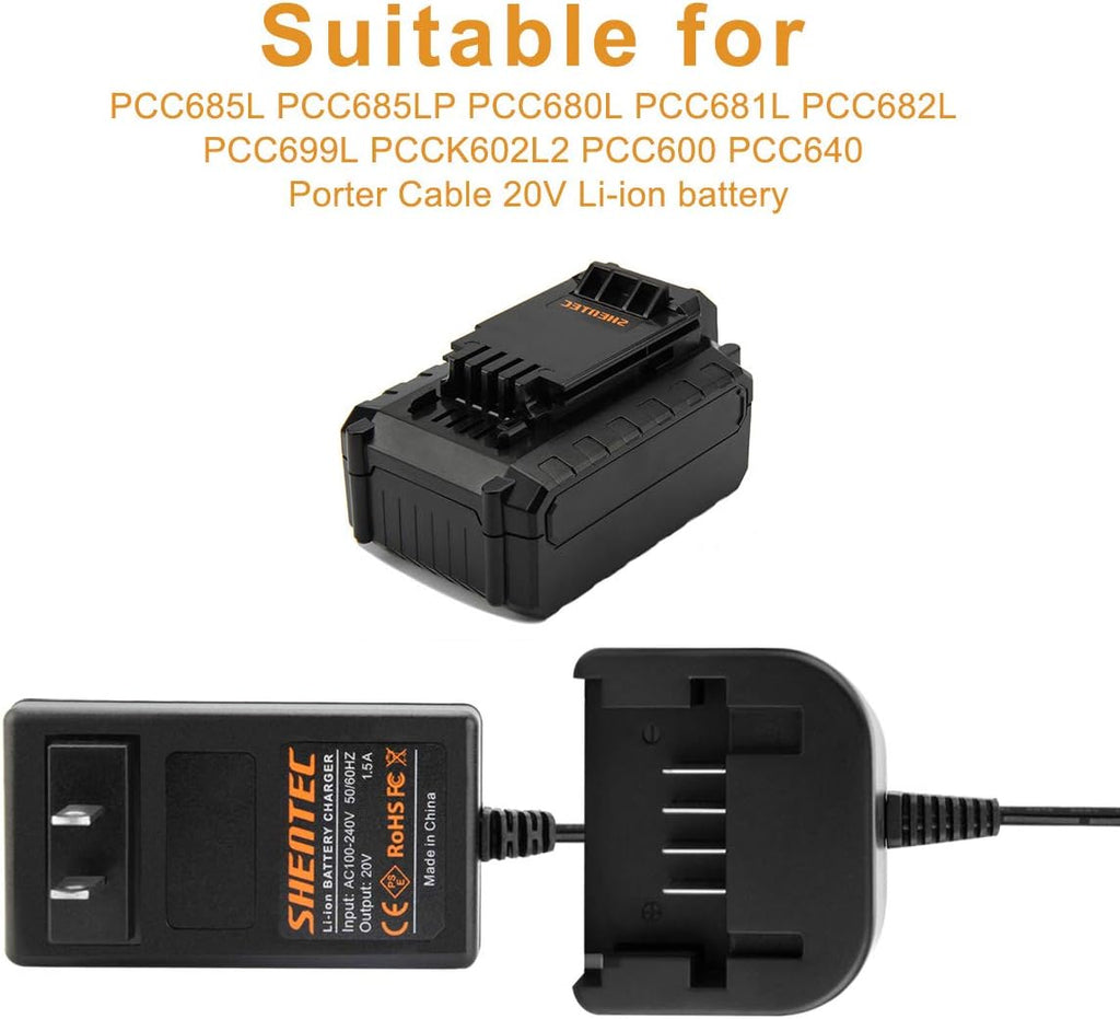 Shentec 20V Li-ion Charger Compatible with Porter Cable PCC685L