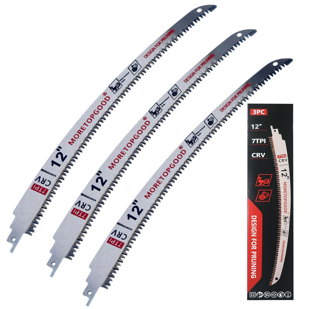 MORETOPGOOD 12" Arc Edge Reciprocating Saw Blade for Wood Pruning, 3 Pack