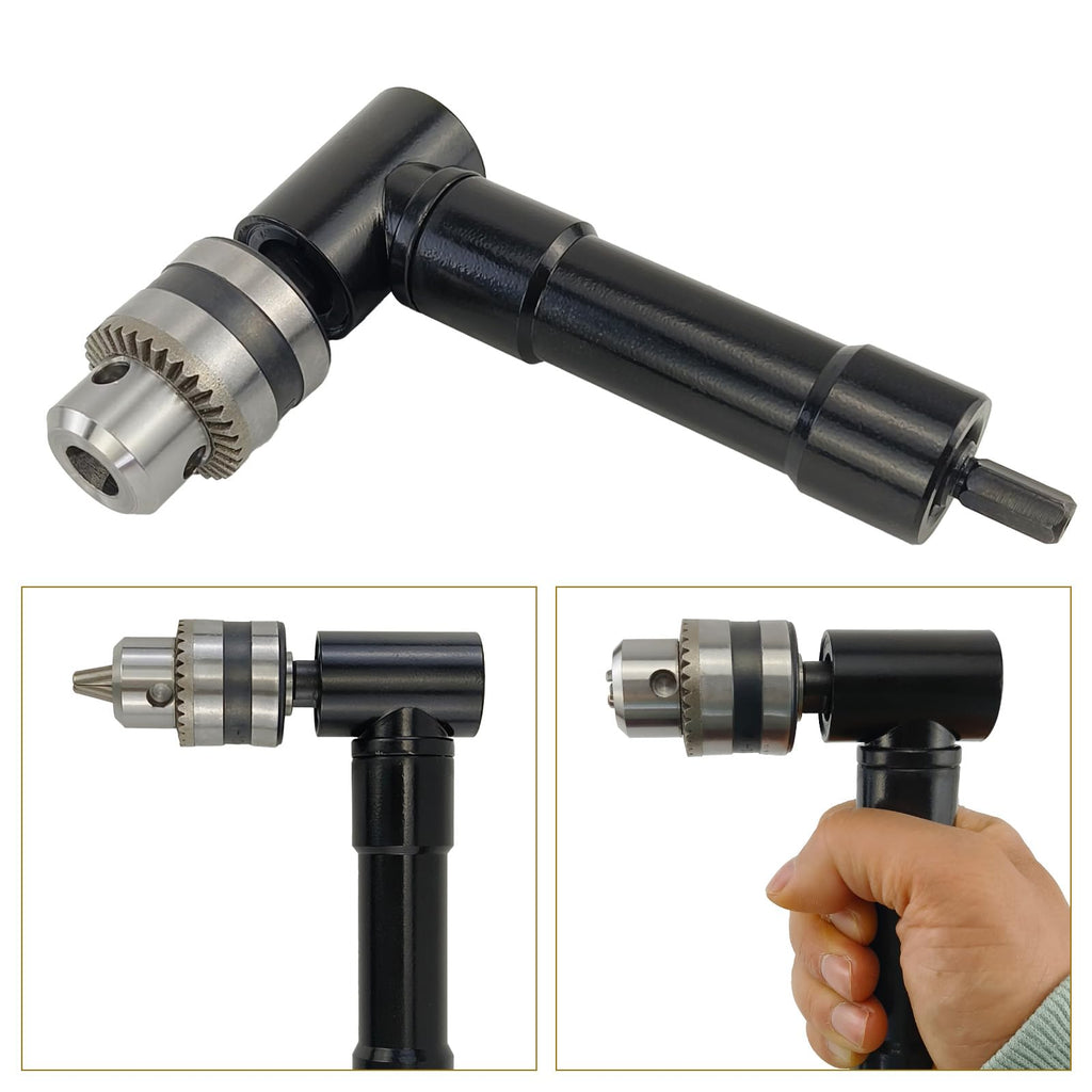 90° Right Angle Drill Adapter 3/8" Chuck 8mm Hex Shaft for Cordless