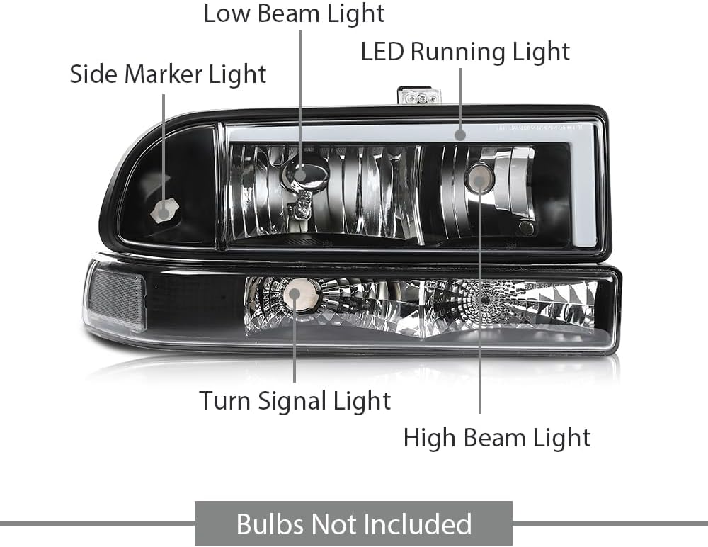 ALLGOOD LED Headlight Assembly Fit Chevy Blazer S10 1998‑2005