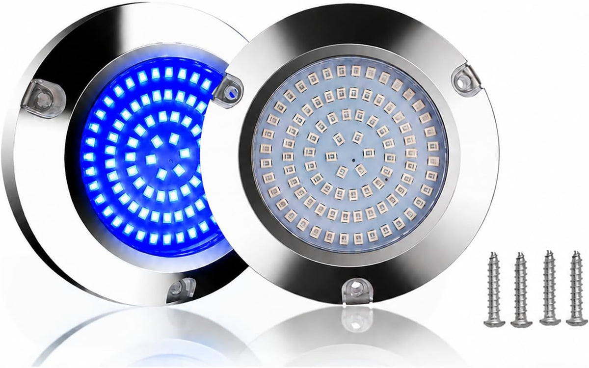 90led Underwater Boat Lights Fish,Blue10-30V IP68 Waterproof Surface Mount
