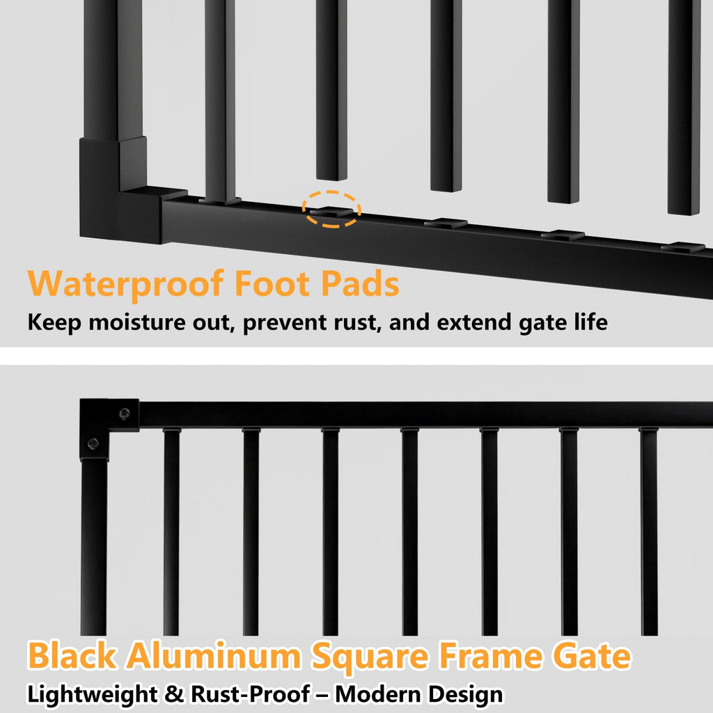 32.5" H Heavy-Duty Weatherproof Aluminum Outdoor Deck & Patio Safety Gate for Porch, Deck & Stairway Entry