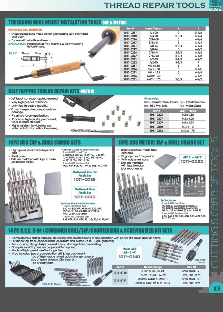 HHIP 1011-0258 7/16-20 Wire Thread Inserts