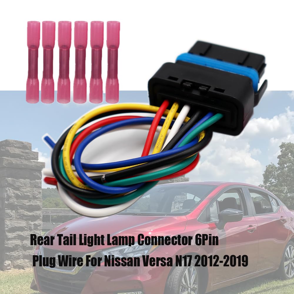 Rear Tail Light Lamp Connector 6Pin Plug Compatible with Versa N17