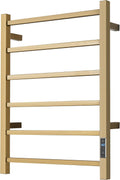 Electric Heated Towel Warmer - Wall Mounted Bathroom Towel Rack, Plug-in Design & Gold Brushed Stainless Steel 6 Bar