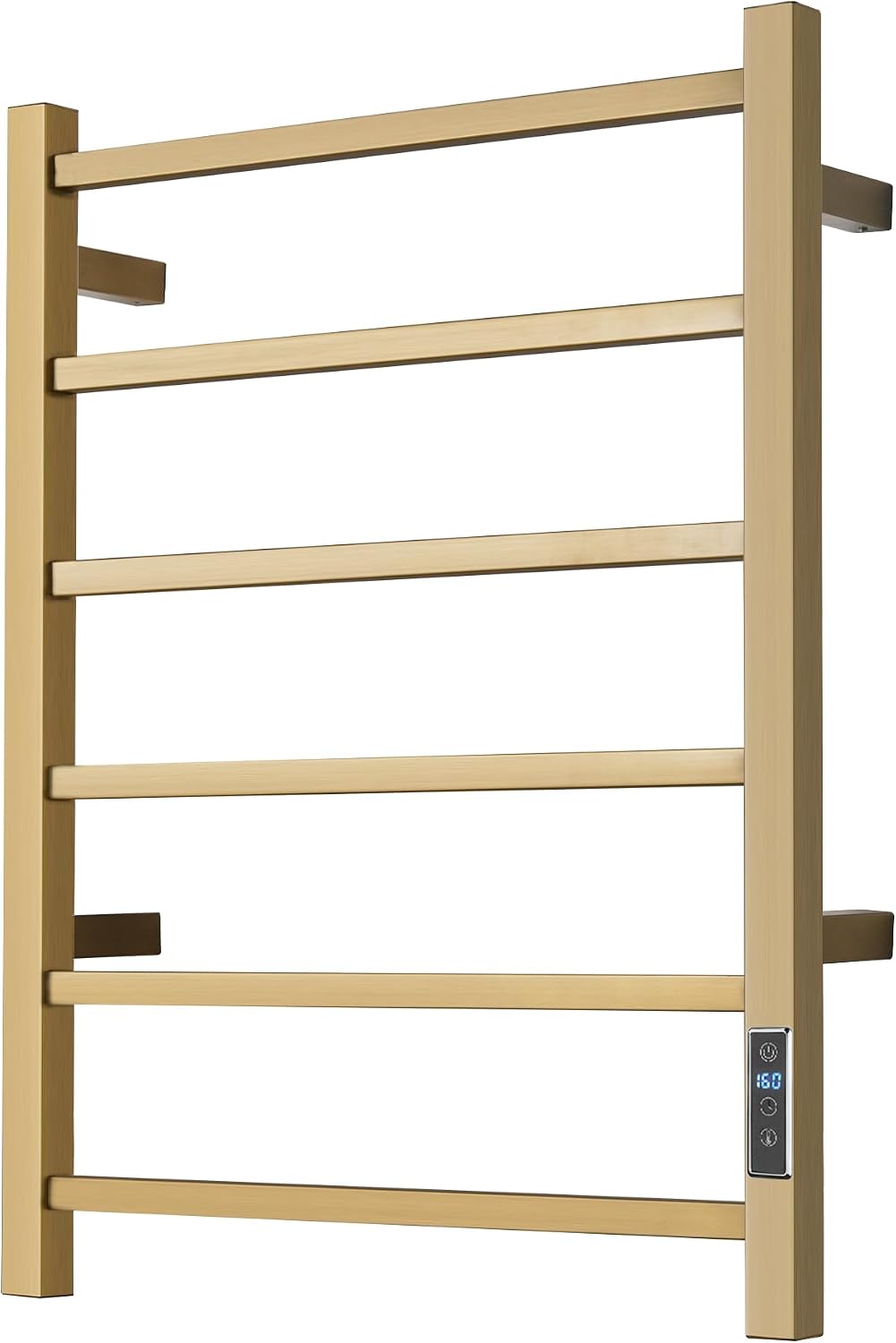 Electric Heated Towel Warmer - Wall Mounted Bathroom Towel Rack, Plug-in Design & Gold Brushed Stainless Steel 6 Bar