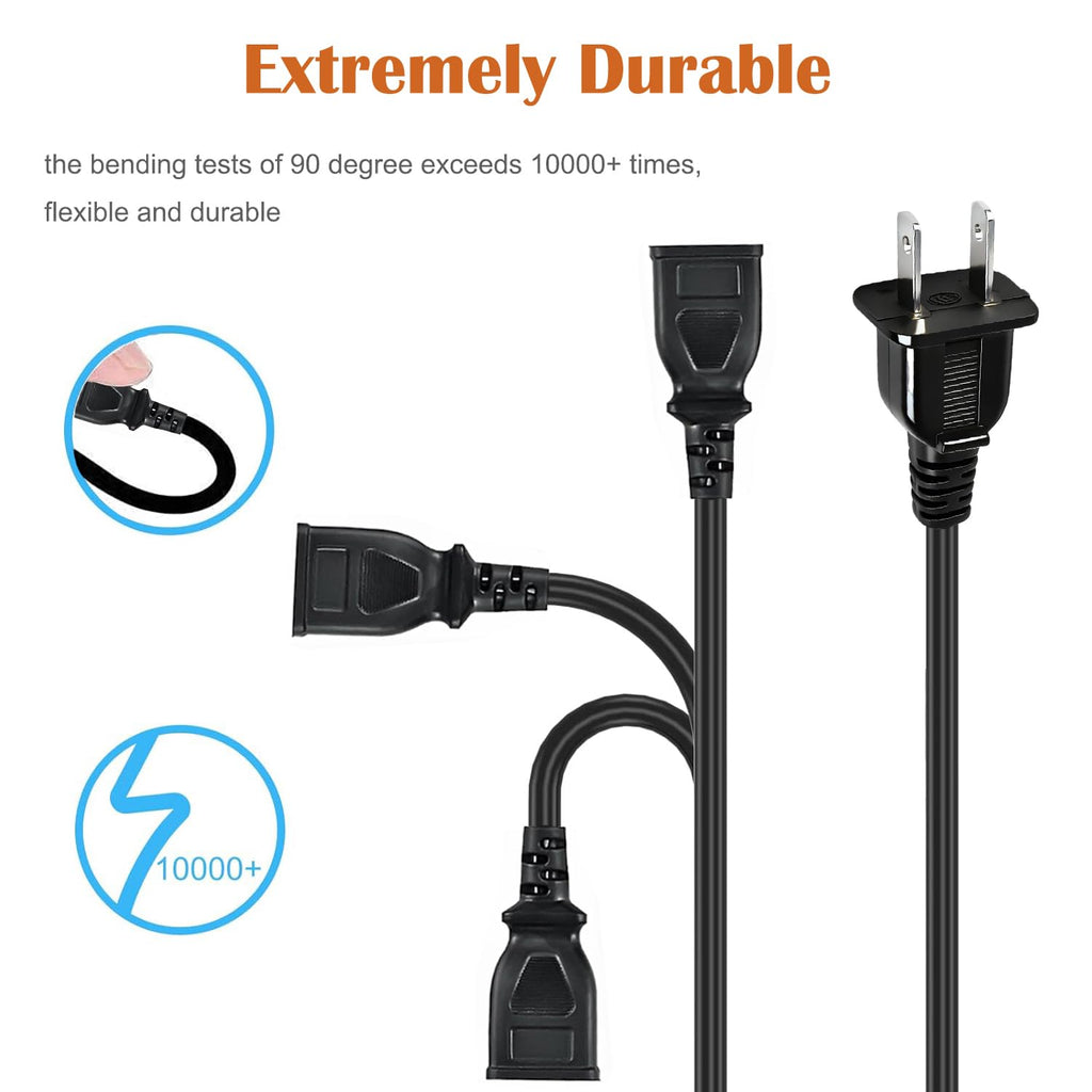 2Pin Power Cord for Ryobi 18-Volt ONE+ Hybrid Portable Fan P3320 P3340 18V