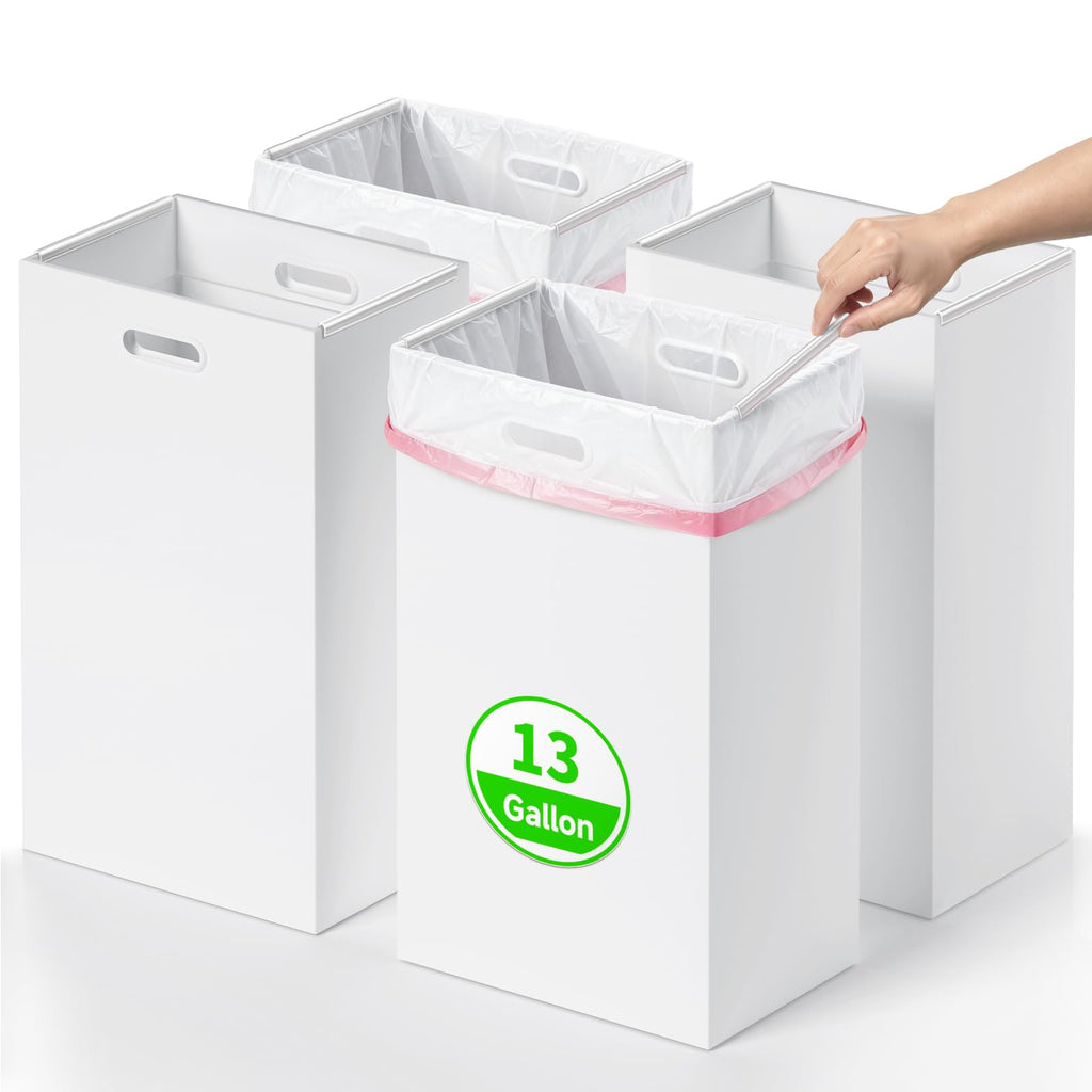 13 Gallon Disposable Trash Cans for Party 4 Pack, White