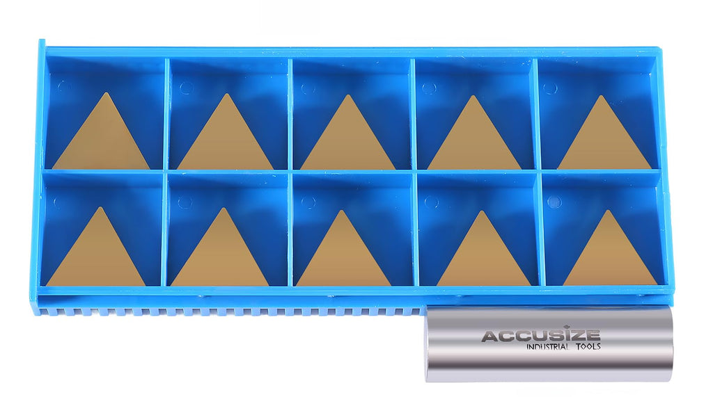Accusize TPG431 TiN Coated Carbide Inserts, 1/2 in IC, 3/16 in Thick