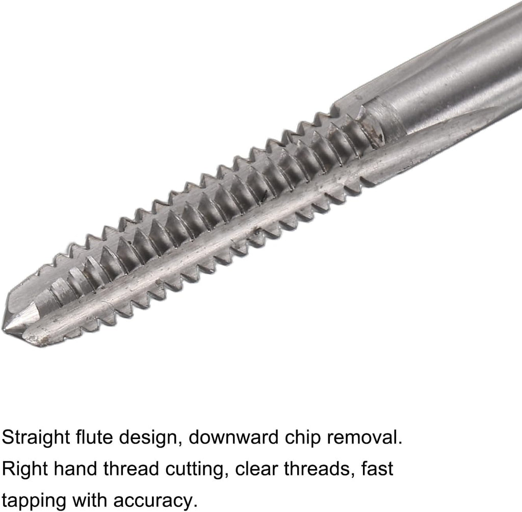 uxcell Thread Milling Taps, 10-24 UNC High Speed Steel 6542 (HSS6542) 3 Straight Flutes Machine Screw Thread Threading Tap, 4" Length (Extra Long）