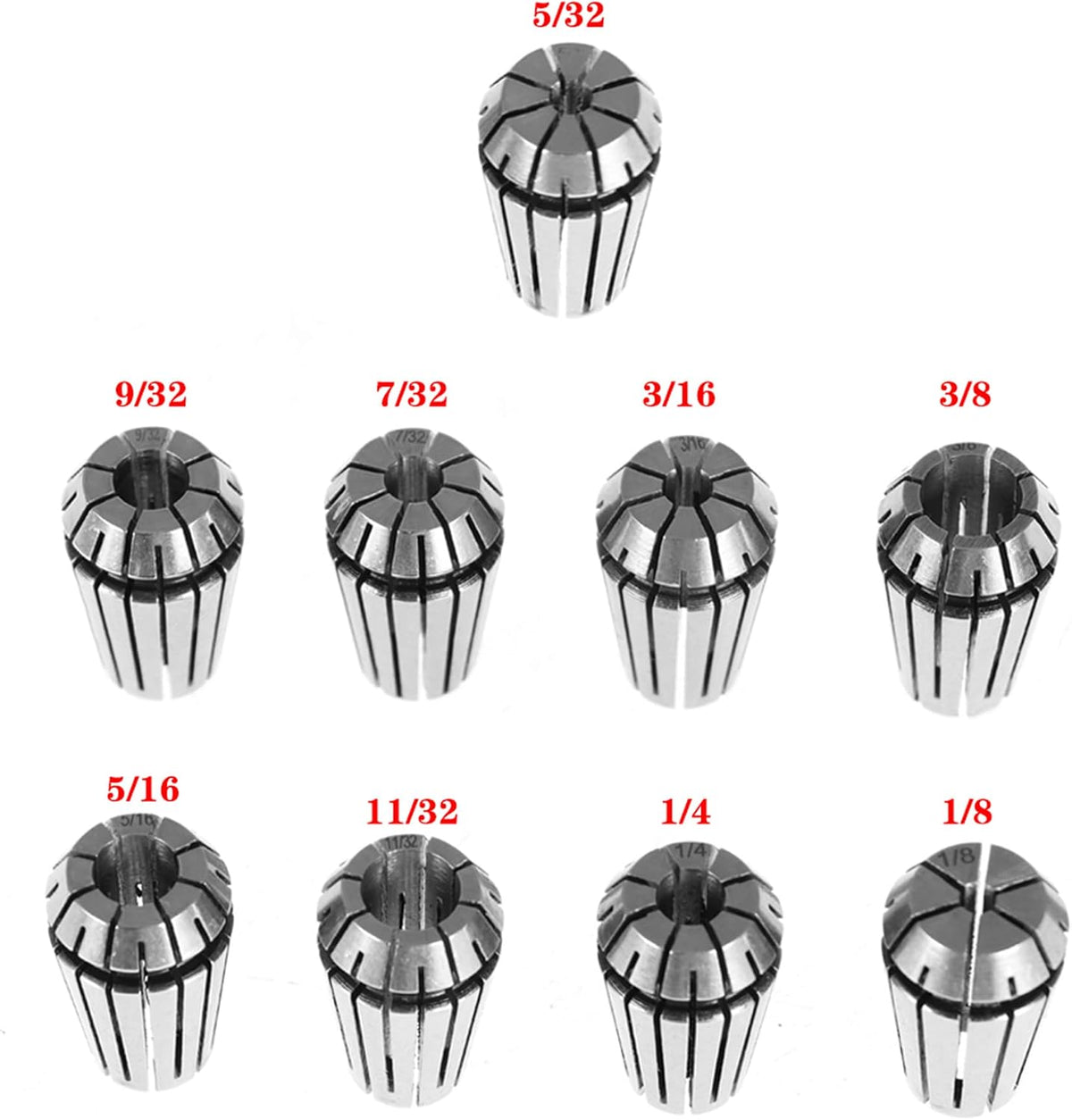 ALL-CARB 9Pcs ER16 Spring Collet Set 1/8-3/8 Inch Good Elasticity